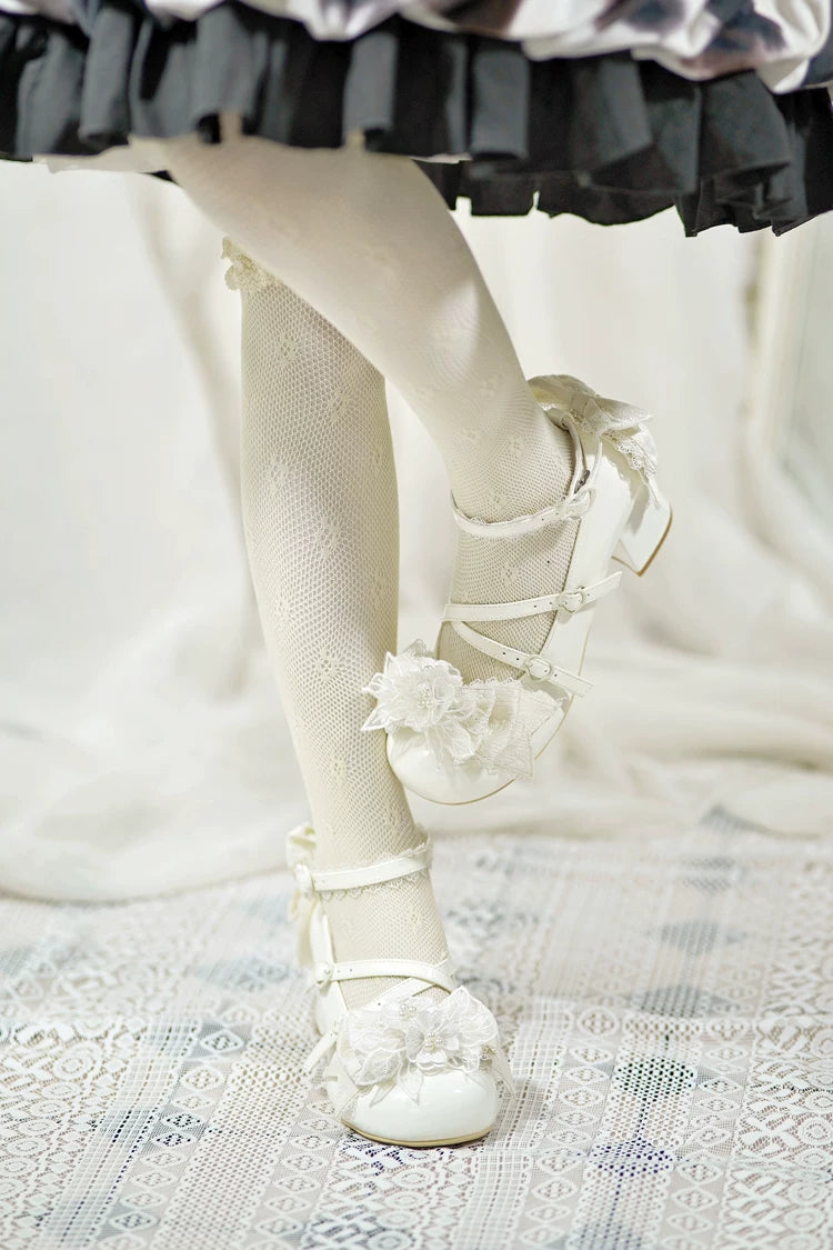 Spring Sakura - Wedding Sweet Lolita Heels Shoes, Floral Accent