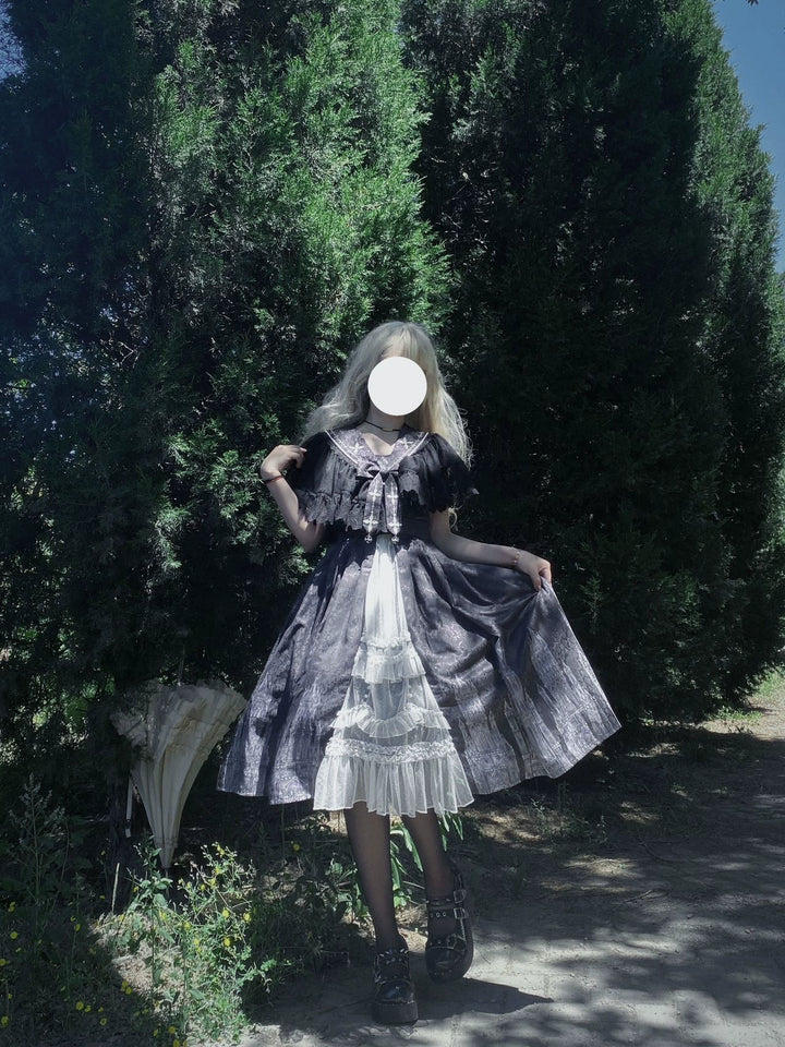 Cornfield Lolita~Silent Church~Gothic Lolita JSK Dress Printed Dress Thin Shawl Set   