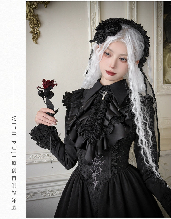 With PUJI~Poem of Dusk~Gothic Lolita Bust-supporting Dress Suit