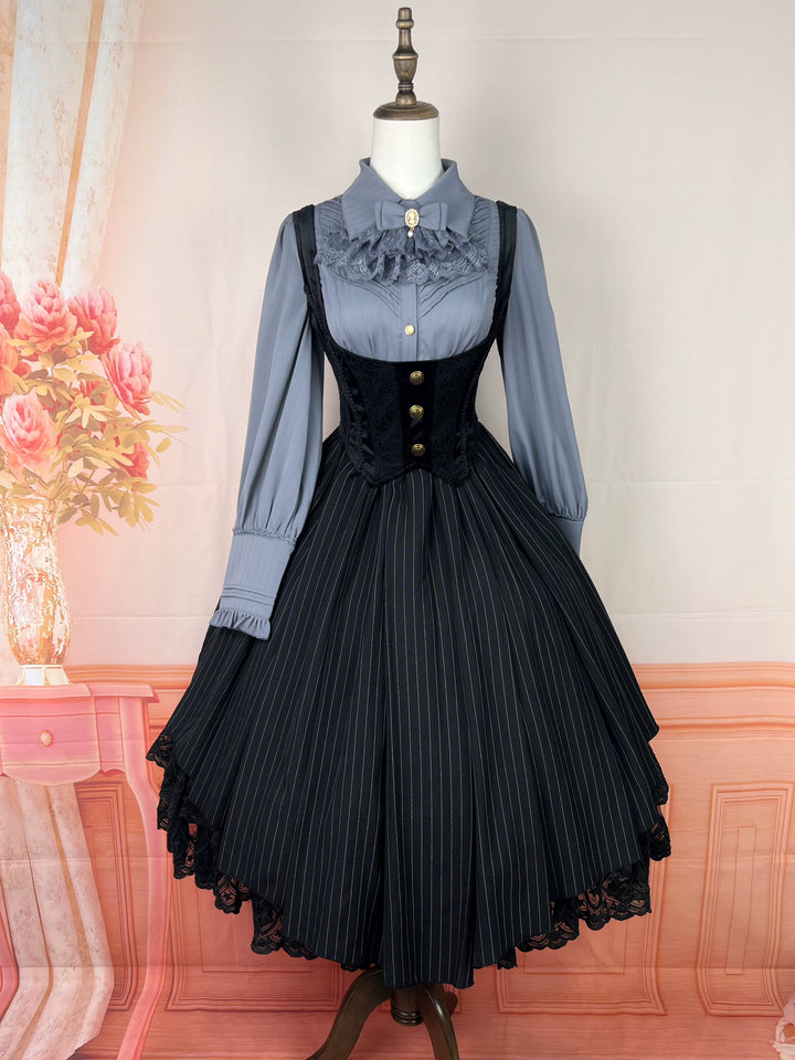 DMFS Lolita~Dreamland of Enchantment~Classic Lolita JSK Retro Bust-supporting Lolita Dress (2XL L M S XL) 41296:707994