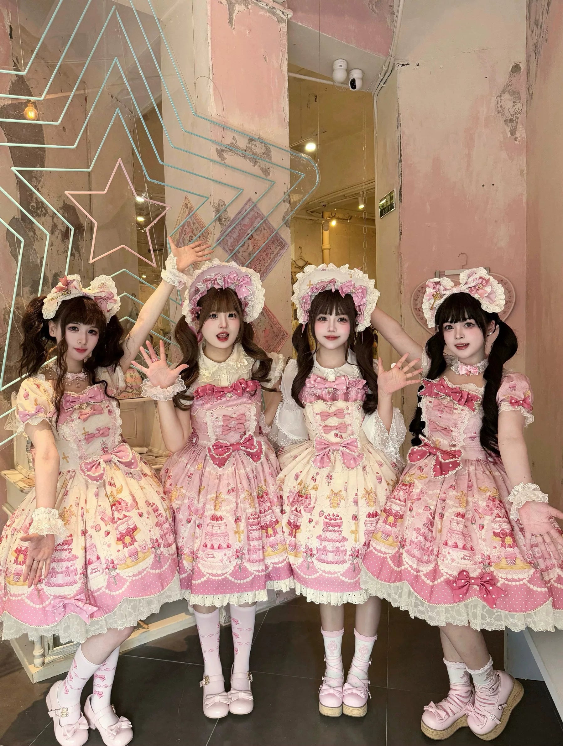 Strawberry Ode - Plus Size Sweet Lolita OP & JSK Dress, Cream Cake Print 45892:867008