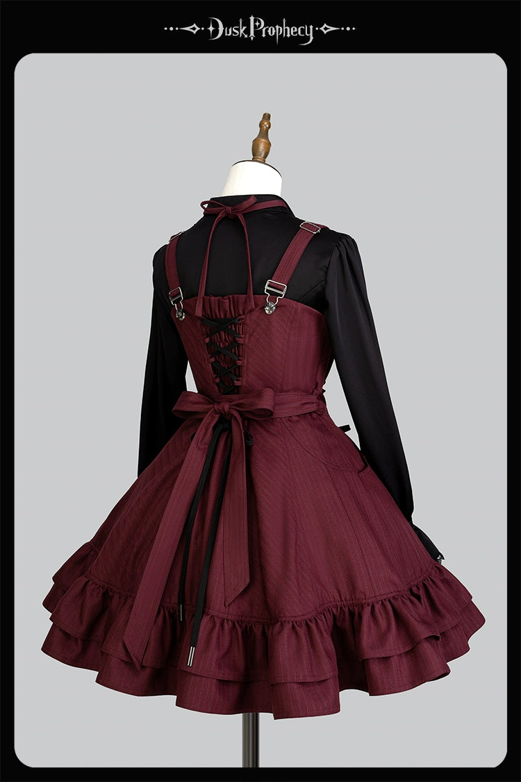 DuskProphecy - Heron - Classic Lolita Striped JSK Dress, Halter Neckline 44313:802866
