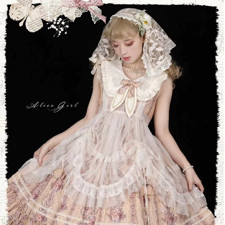 Alice Girl~Elegant Lolita Embroidered Apron with Adjustable Strap 42988:761101