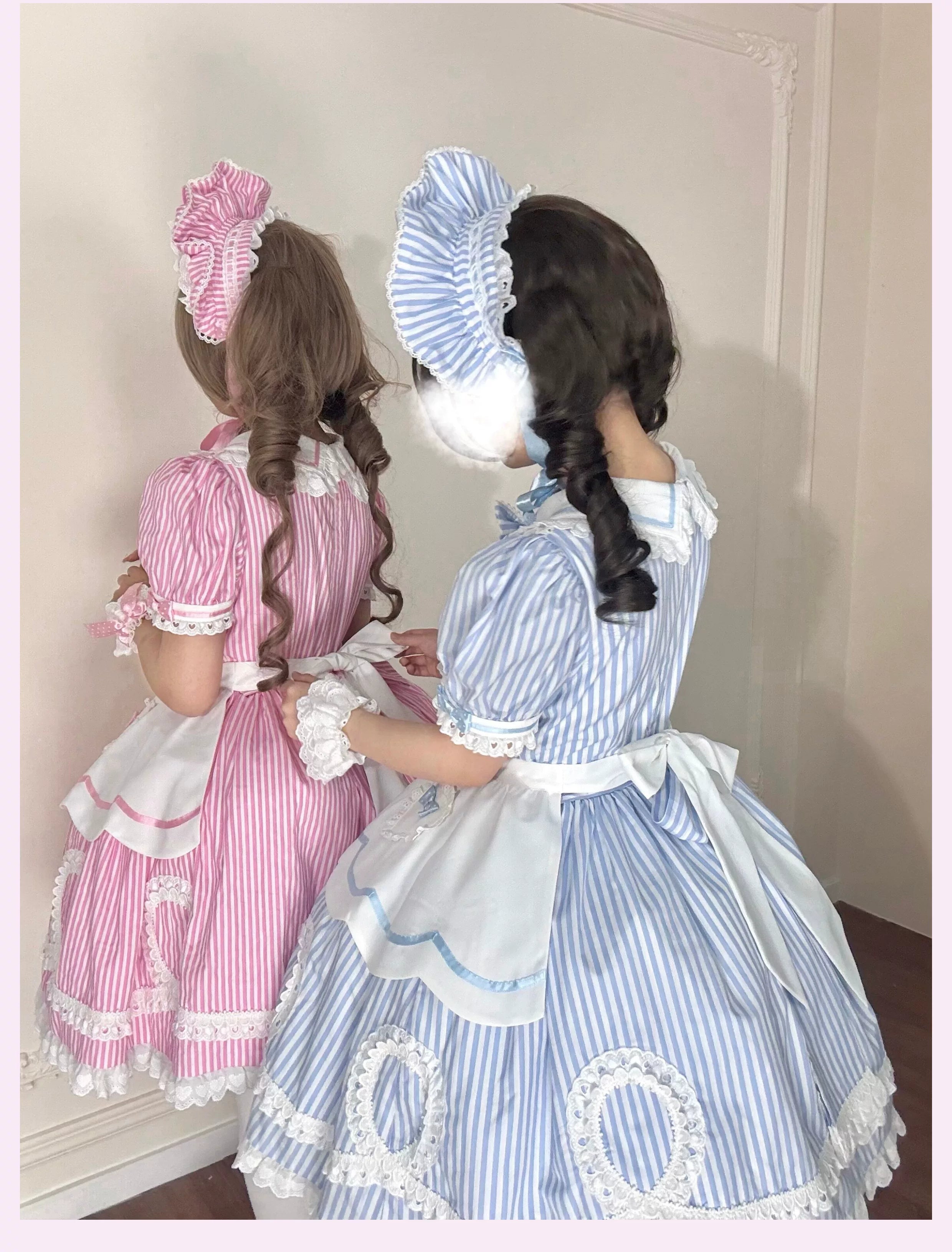 Candy Shop Manager - Old School Lolita Striped OP Dress, Detachable Apron 44788:822075