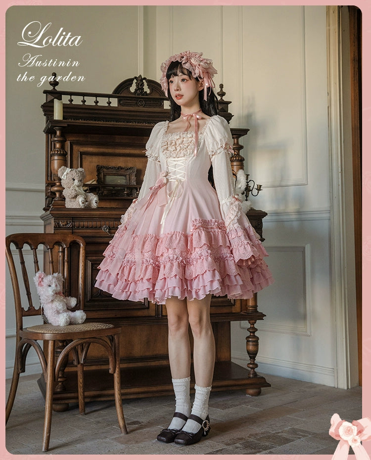 Mademoiselle Pearl~Austin in the Garden~Sweet Lolita Princess Sleeves   