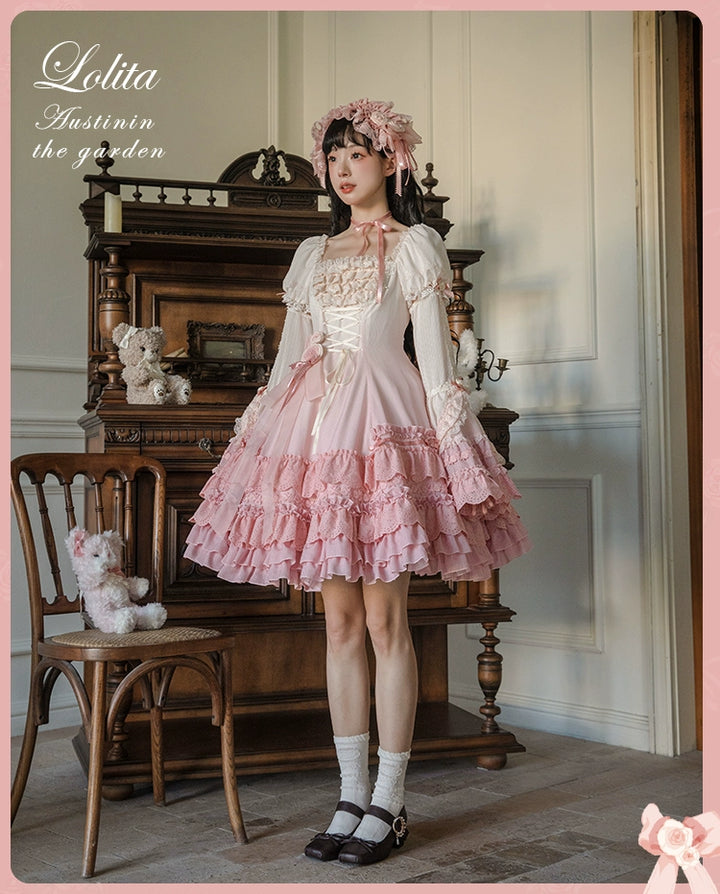 Mademoiselle Pearl~Austin in the Garden~Sweet Lolita Princess Sleeves   