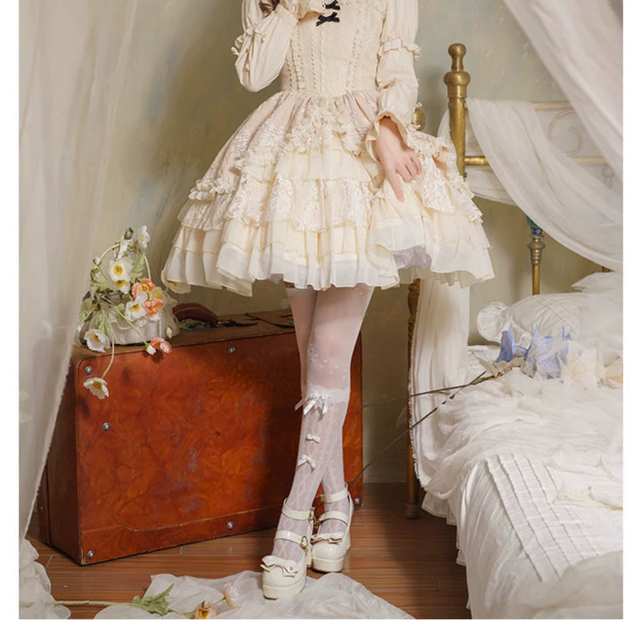 With PUJI~Music Box~Classic Lolita JSK Suit Ballet Cake Skrit