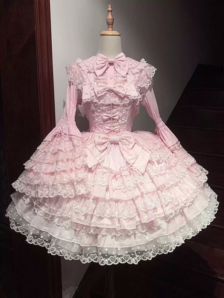 Sugar Girl~Love Overture~Sweet Lolita JSK Suit Tiered Ruffles Dress 40624:685308