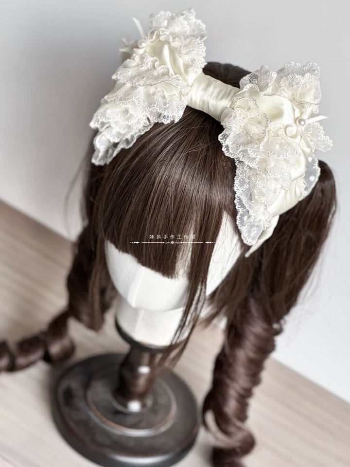 MAID~Elegent Lolita Headband Ivory KC Cake Cap 35196:484584