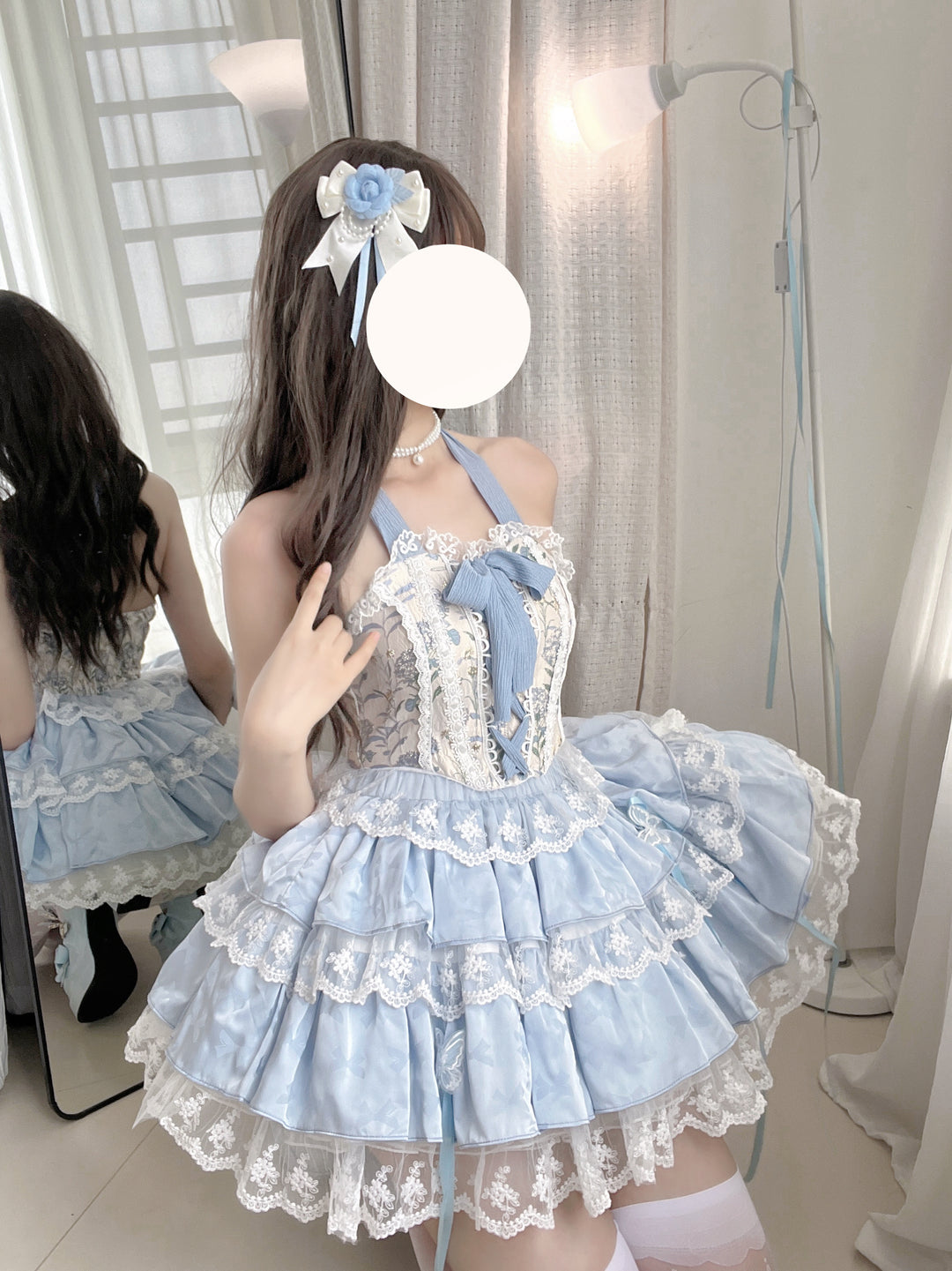 Qianmu~Endless Summer~Sweet Lolita Skirt Set with Ballet-Styled Bodice 42404:739185