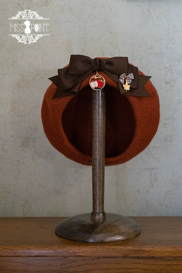 Miss Point~Fat Box in the Forest~Elegant Lolita Necklace Brooch KC Beret Accessories Orange Beret  