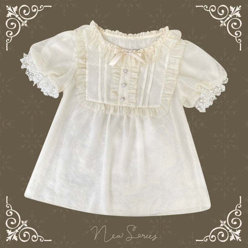 Sweet Date~Wedding Lolita Dress Bridal Elegant Retro JSK Daily Lolita Shirt S Apricot short-sleeved shirt only 