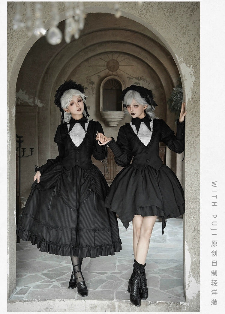With PUJI - Night Talk - Gothic Lolita Skirt Dress Set, Batwing-shaped Accents 44188:797683