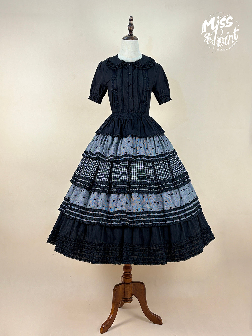 Miss Point~Garden Sunflower~Country Lolita SK Patchwork Tiered-Ruffles Skirt (L M S) 42511:742981