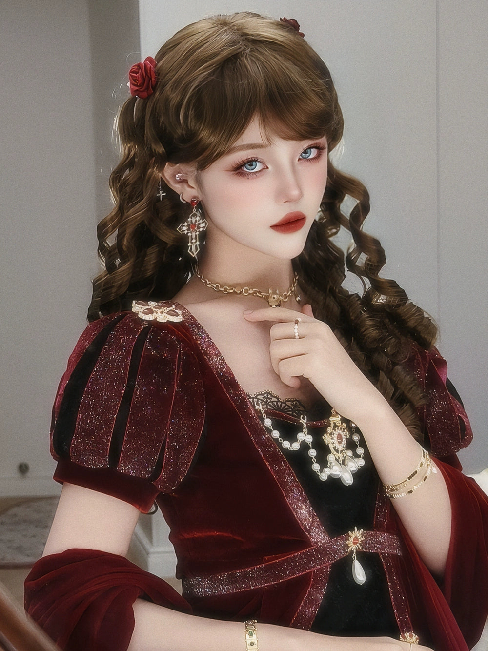 Mabuxi - Retro Lolita Wig Elegant Roman Curls Gorgeous Court Wigs