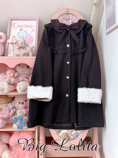 BigLolita~Miss Jenny~Plus Size Sweet Lolita Coat Woolen Lolita Coats XL Black 