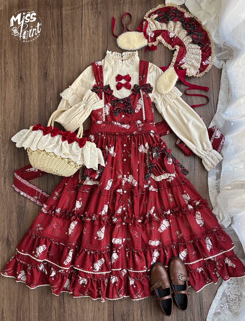 Miss Point - Forest Berry Bunny - Sweet Lolita JSK Elegant Bunny Print Dress (2XL L M S XL XS / bust) 41972:721078