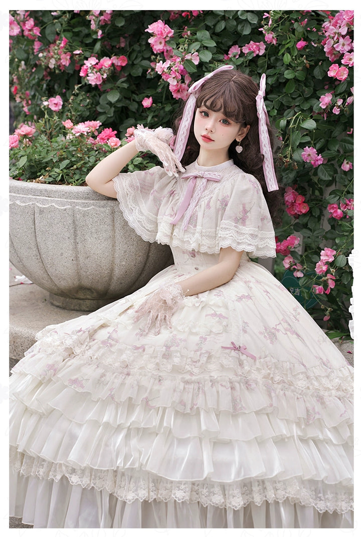 With PUJI~Nanke~Classic Lolita OP Dress Outfit with Edwardian Collar 41366:692966