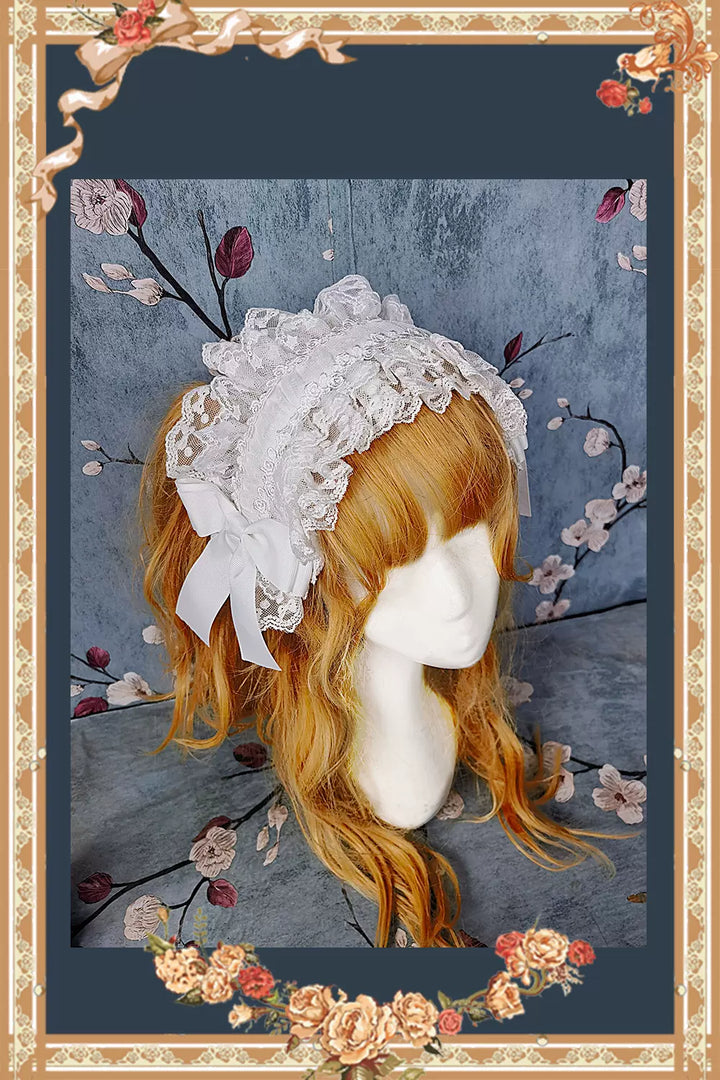 Infanta~Cake Tree~Classic Lolita JSK Dress Tiered Lace Dress S bow hairband-white 