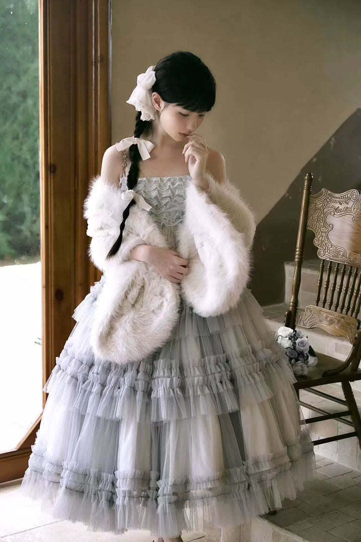 Sara Bell~Hailey~Elegant Lolita JSK Dress with Large Tiered Voile Hem