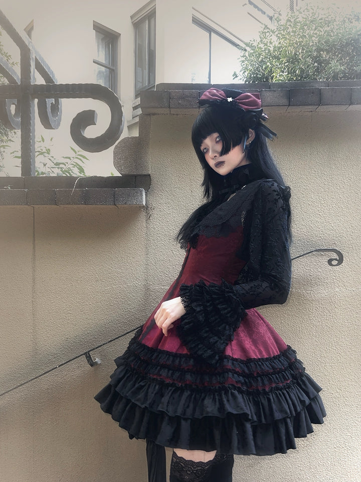 MILU ORIG - Six-Panel Gothic Lolita JSK Dress, Tiered Ruffles