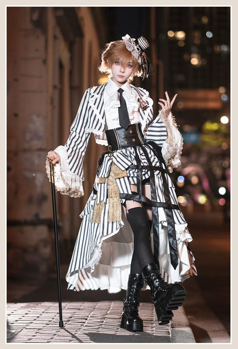 (BFM)Signorina~Golden Years~Ouji Lolita Skirt Suits Prince Elegant Dress Set XS White set 