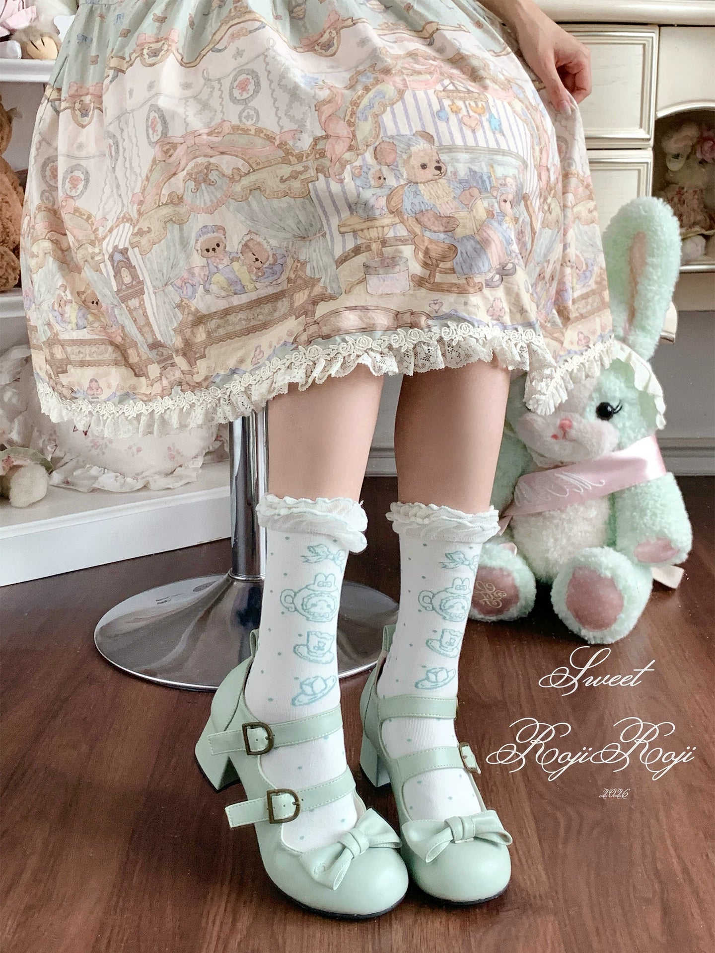 Cotton Sweet Lolita Socks, Tea Party Prints 45788:862441