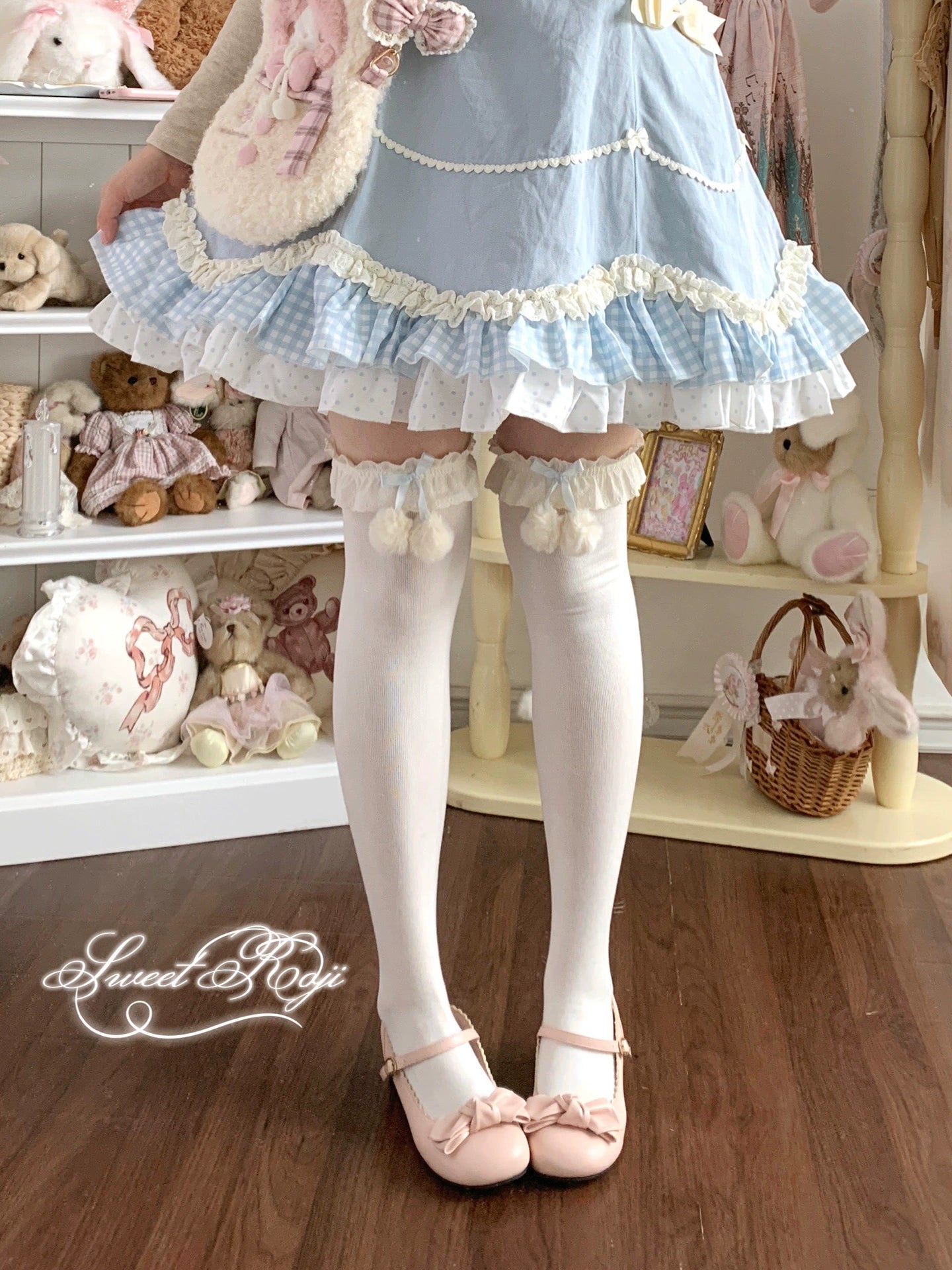 Roji Roji - Lolita Calf & Over-Knee Socks, Pom-Pom Accents 44347:804973