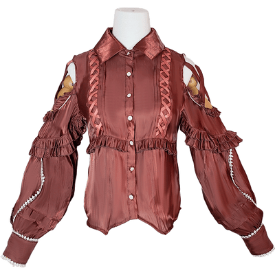 (BFM)OCELOT~Lolita Blouse Yuelong Poem Long Sleeve Inner Shirt S red (recommend to buy one size bigger than your usual size) 