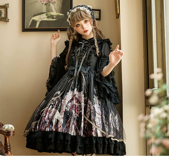 Motadalu~Classic Lolita Shirt Lace Princess Sleeves Chiffon Lolita Blouse