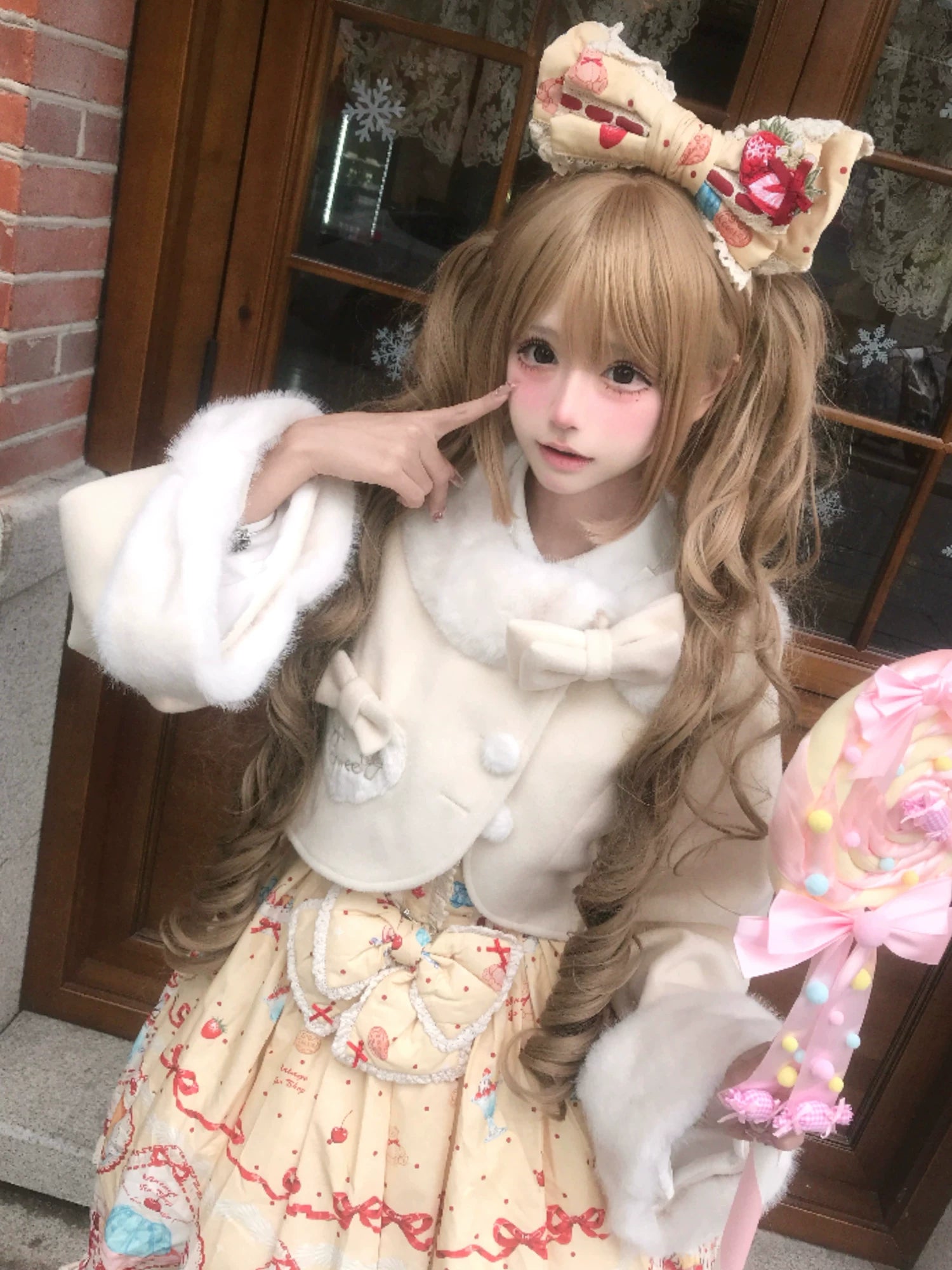 Rabbit Heart Knot - Sweet Lolita Winter Short Coat, Detachable Bunny-Ear Collar 45891:866864
