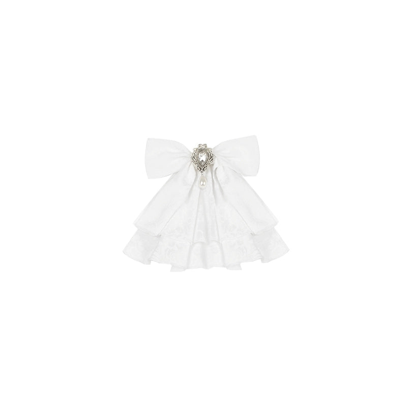 With PUJI - Fallen Heaven - White Gothic Lolita OP Set, Double Layered Skirt 43795:785498