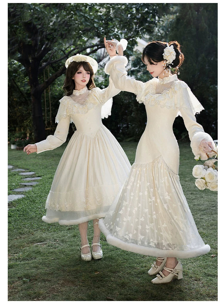 Winter Island Memory - Elegant Lolita Winter Coat & OP Dress Set