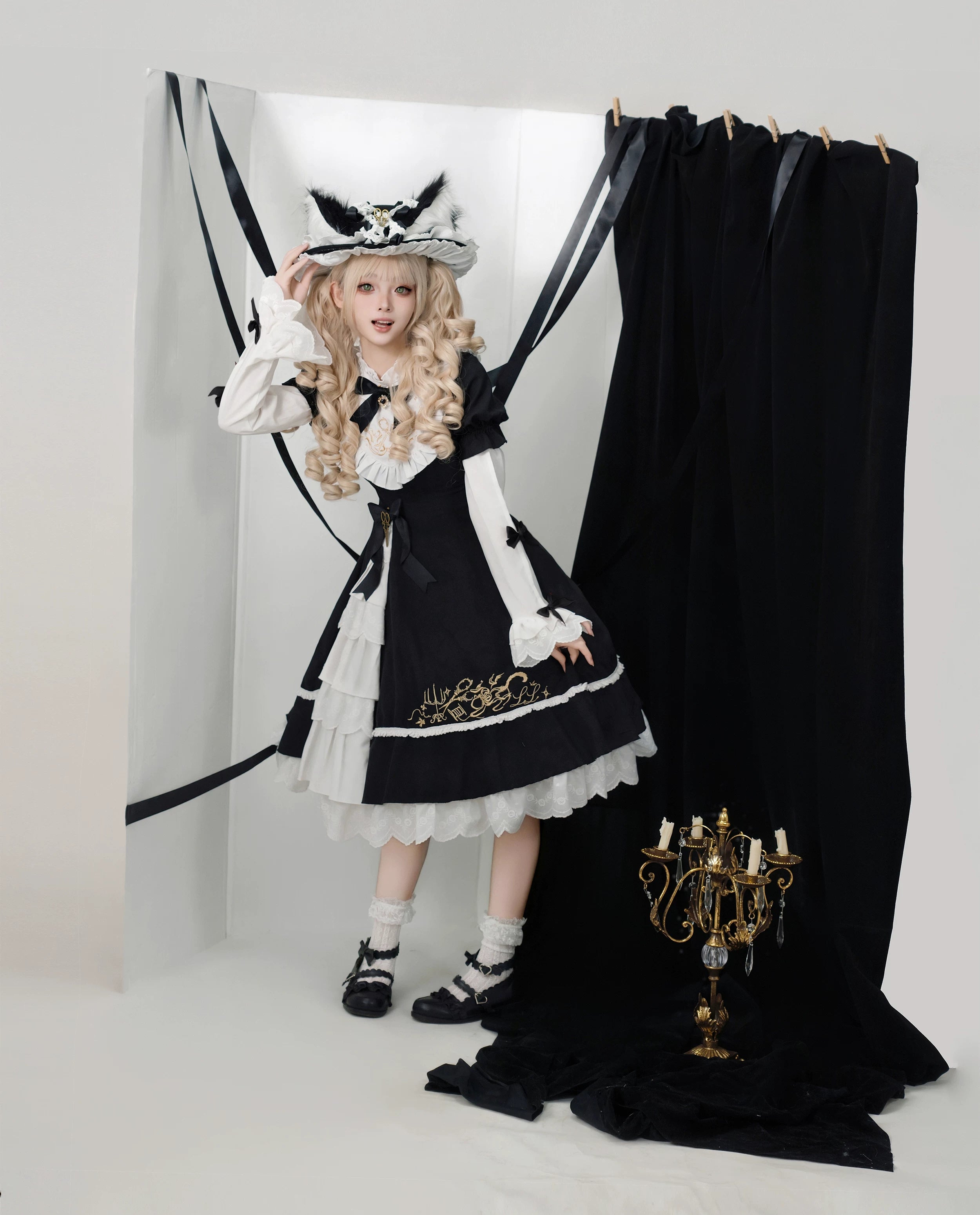 Sewing Magic Cat - Classic Lolita Six-Panel OP Dress with Embroidery