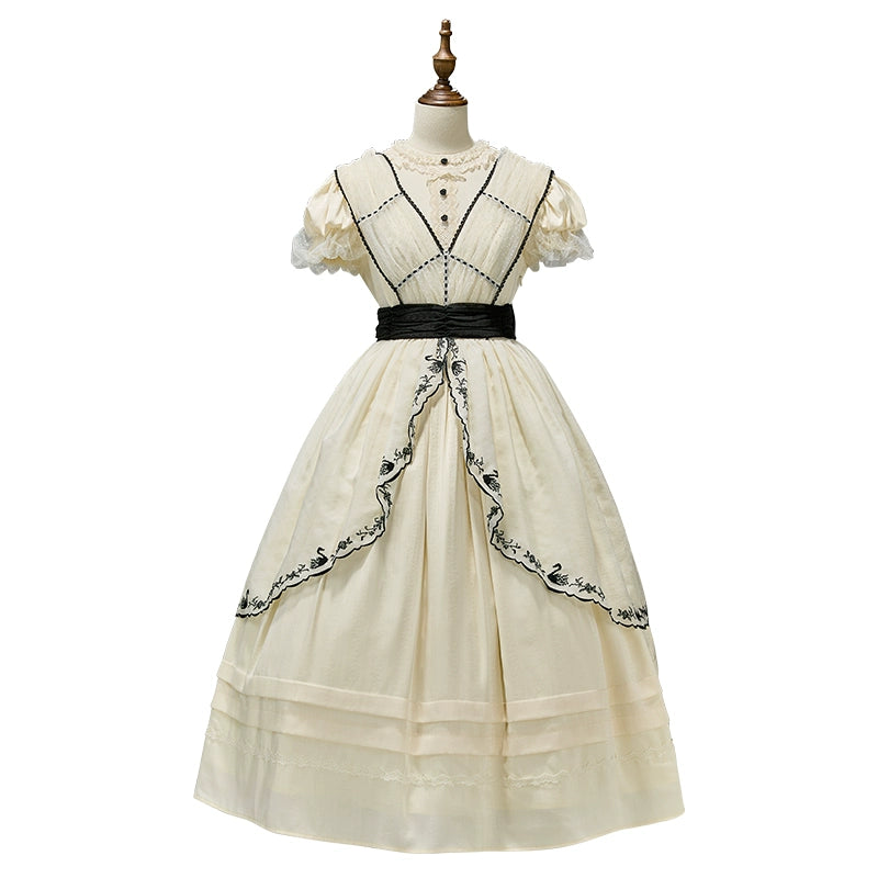 Nuit De Cellophane~Wild Swan~Elegant Lolita Dress Suit with Swan Embroidery (L M S XL XS) 42064:724696