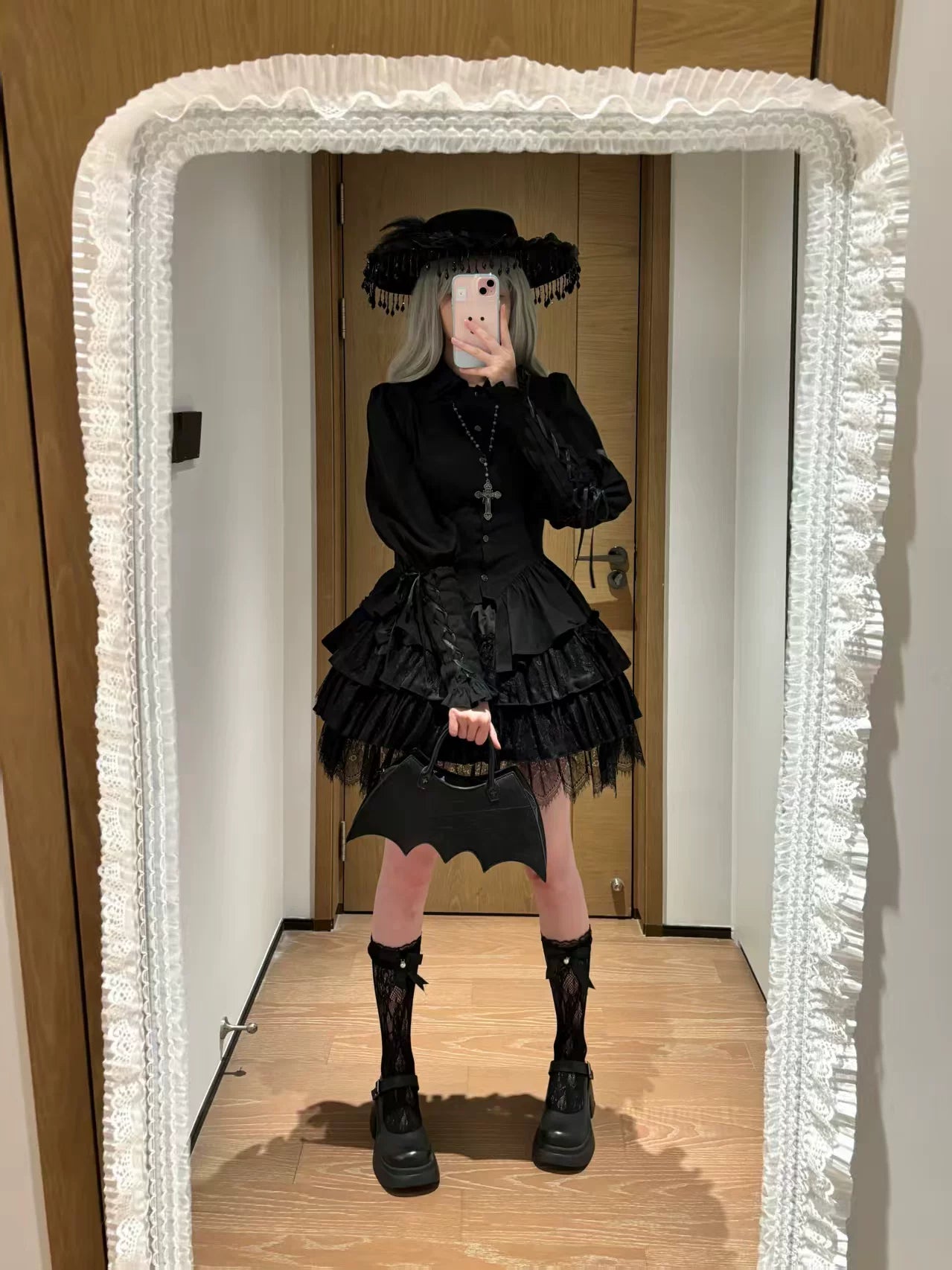 The Lute Player - Gothic Lolita Mutton Sleeves Blouse, Swallow Tail Hem