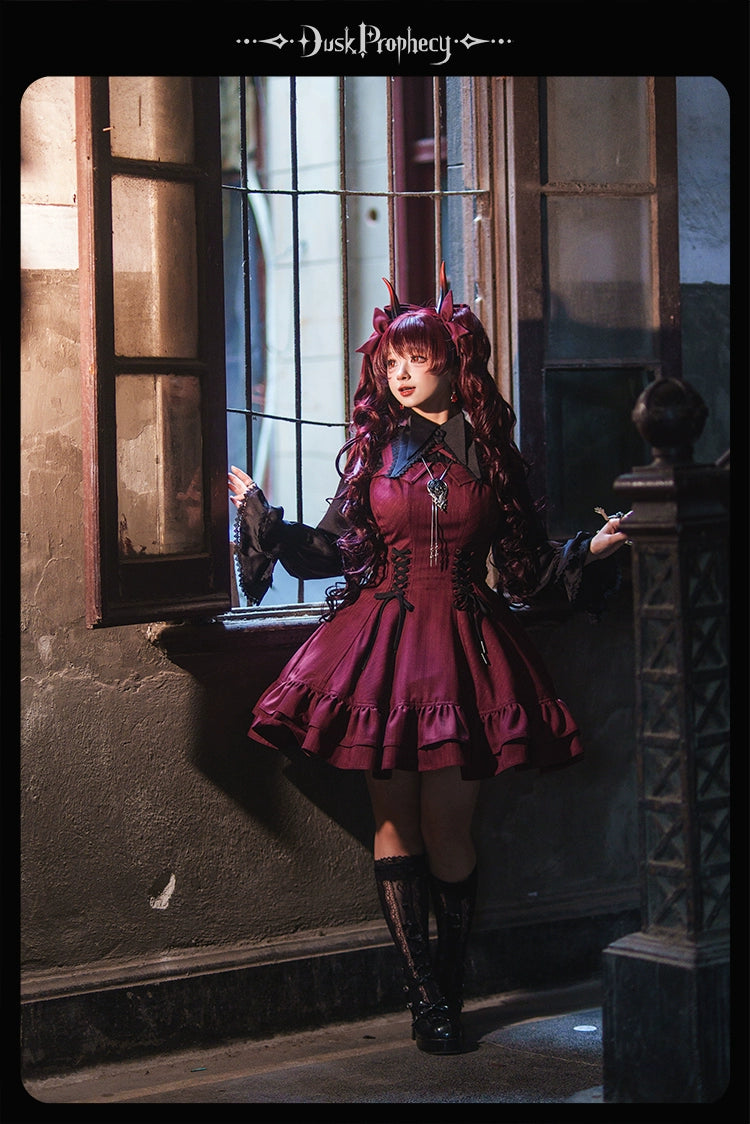 DuskProphecy - Heron - Classic Lolita Striped JSK Dress, Halter Neckline 44313:802916