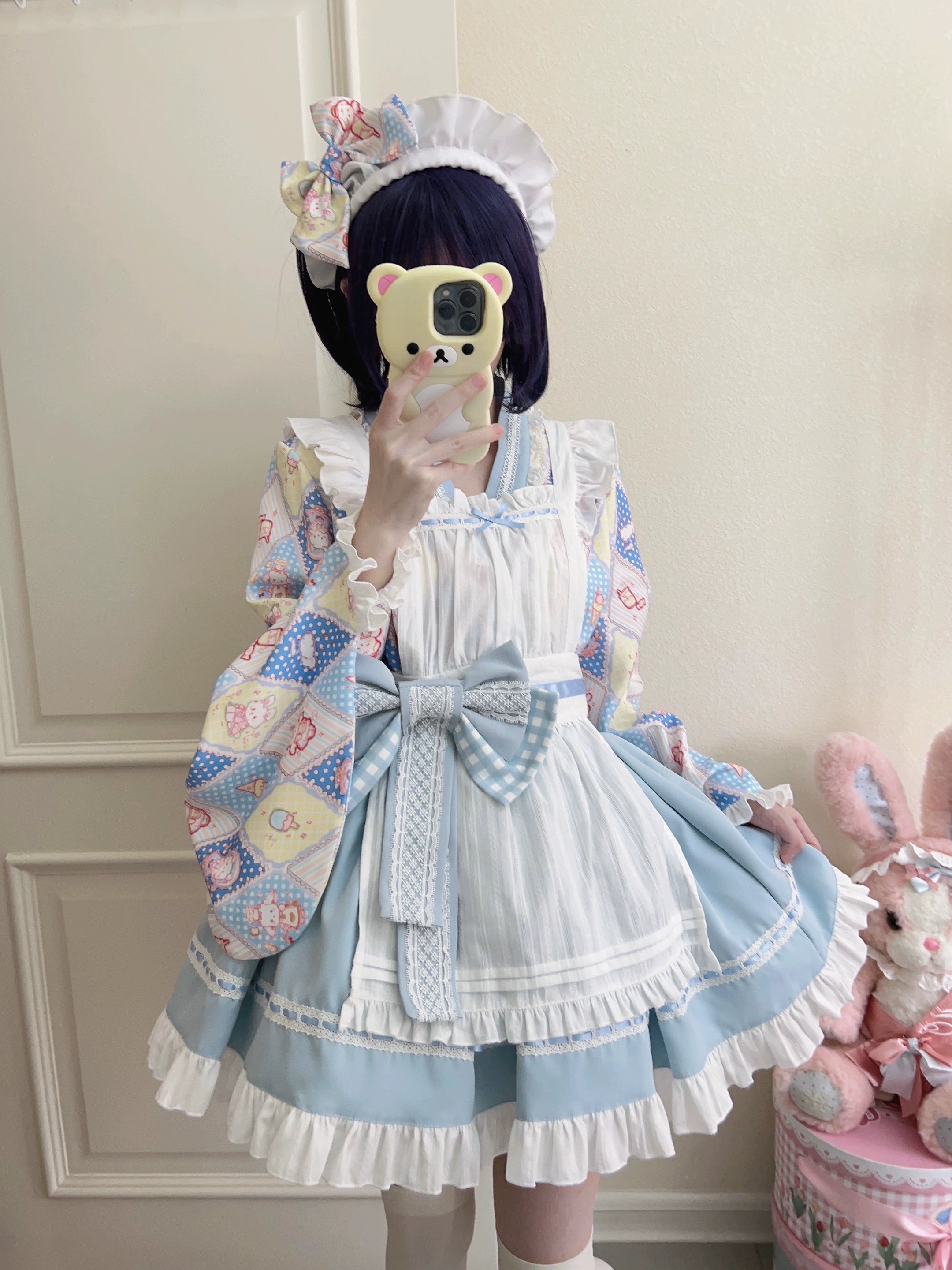 Sugar Girl~Showa Sweetness~Maid Wa Lolita Skirt Set Cute Summer Lolita Bow Apron 35422:520282