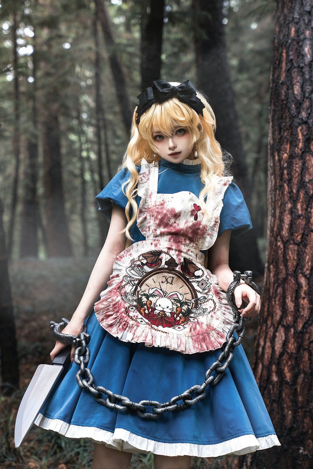 YourHighness~Dark Fairy Tale Alice~Gothic Lolita OP Dress Bloodstained Horror OP Embroidered Apron 37536:562640