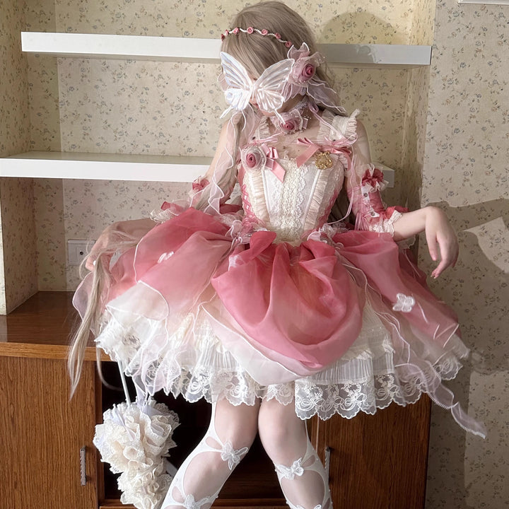 Night Dream~Roselle Garden~Sweet Lolita JSK Dress Full Set Accessories   