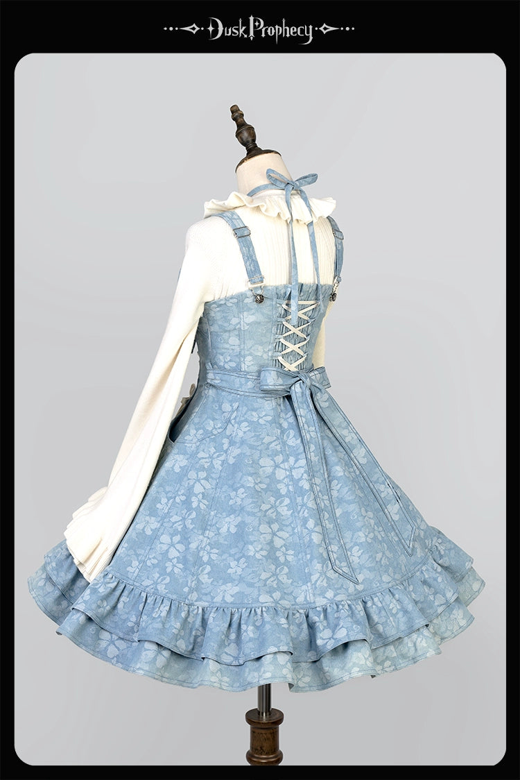 DuskProphecy~Egret 2.2-3.1 Version~Sweet Lolita Denim JSK Bust-Supporting Dress