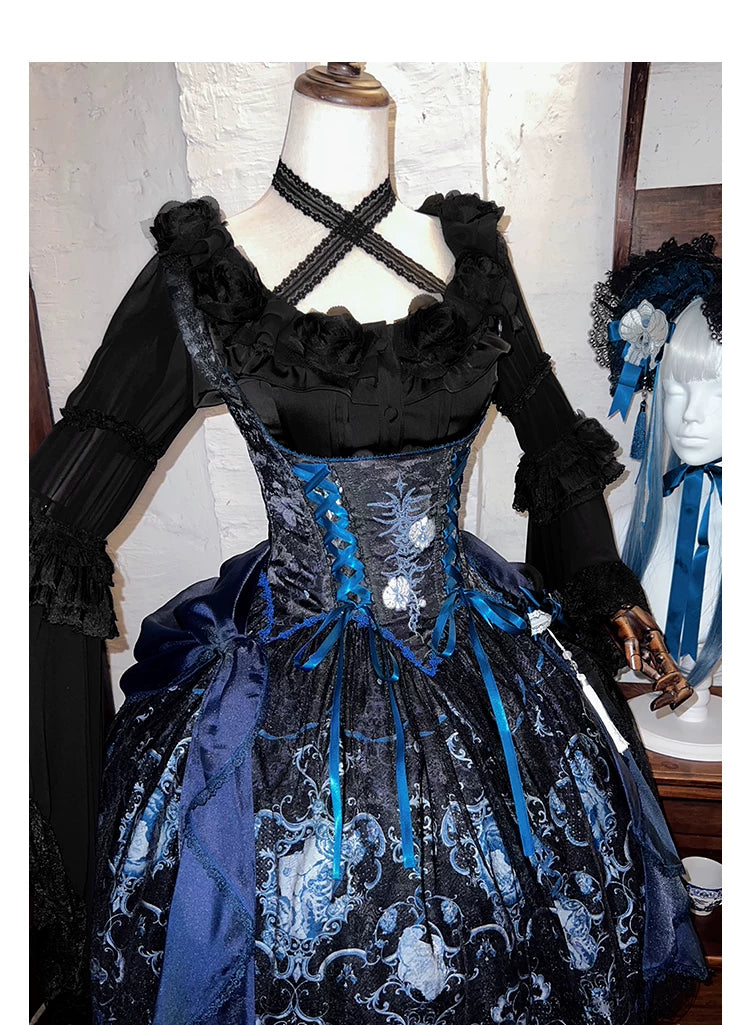 Linglong Porcelain - Classic Lolita Halter Neck Blouse, Detachable Shawl 44878:824660