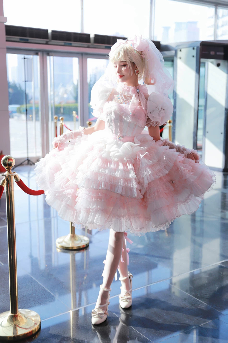 Moonlit Crystal Reverie - Wedding Sweet Lolita Top and Skirt Set, Fishbone Waist 44831:829603