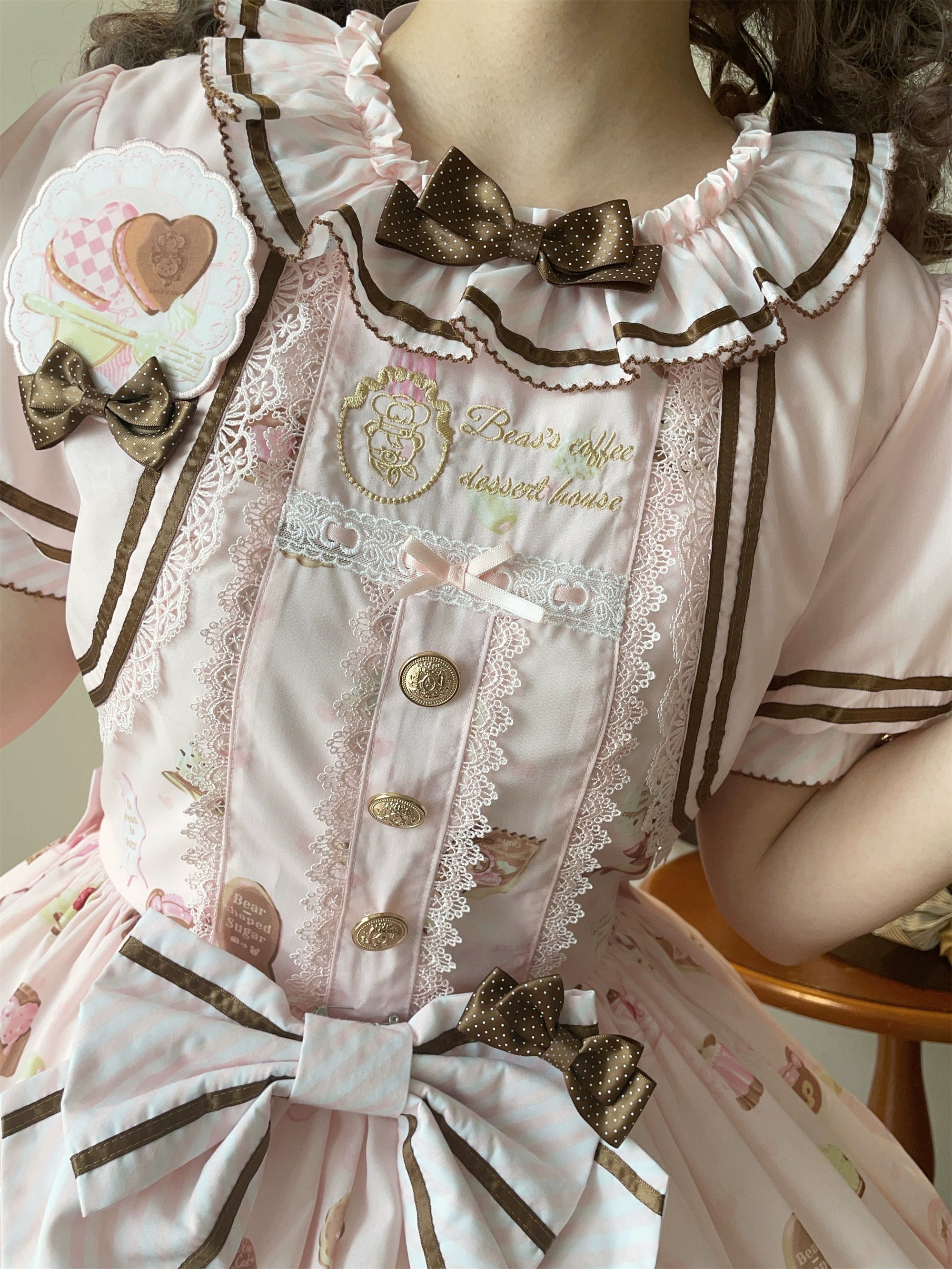 Babyblue - Dream Teahouse - Dessert Print Kawaii Lolita OP Dress Suit 43332:773710