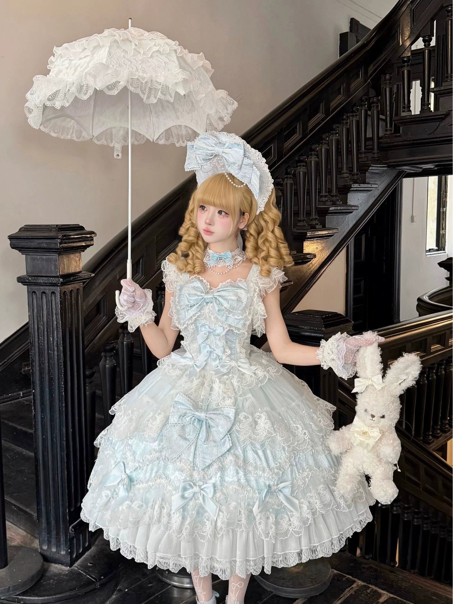 Sakura Blossom Dream - Dreamy Sweet Lolita JSK Dress, Abundant Lace & Bows