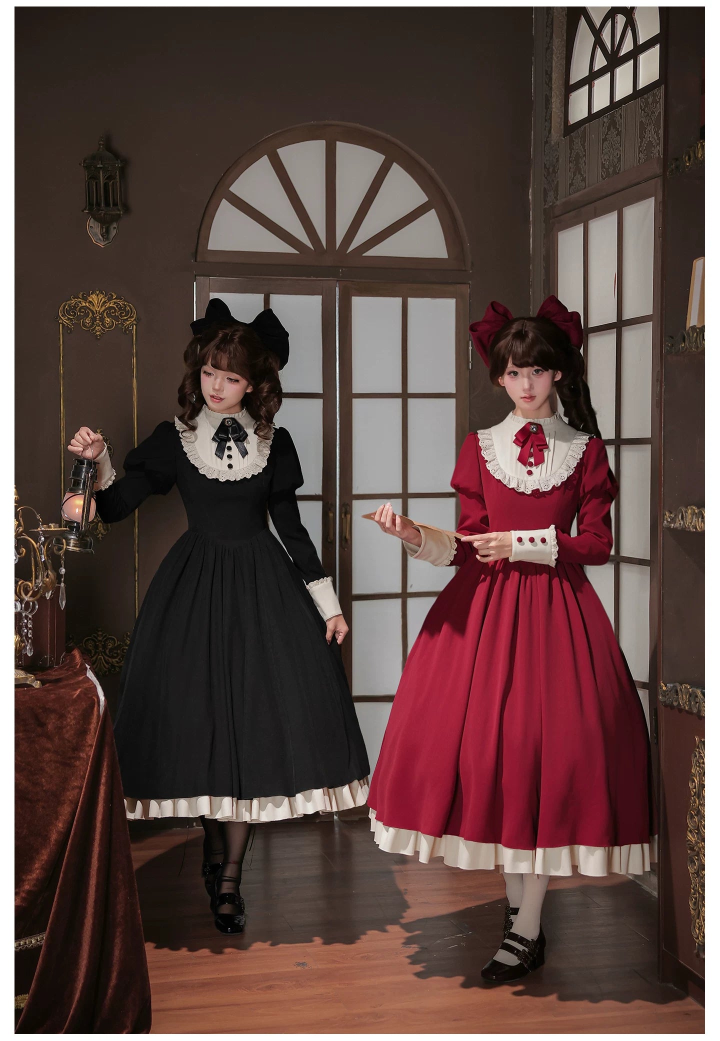 Miss Lita - Classic Lolita Maid OP Dress, Adjustable Flutter Sleeve Apron 45858:865770