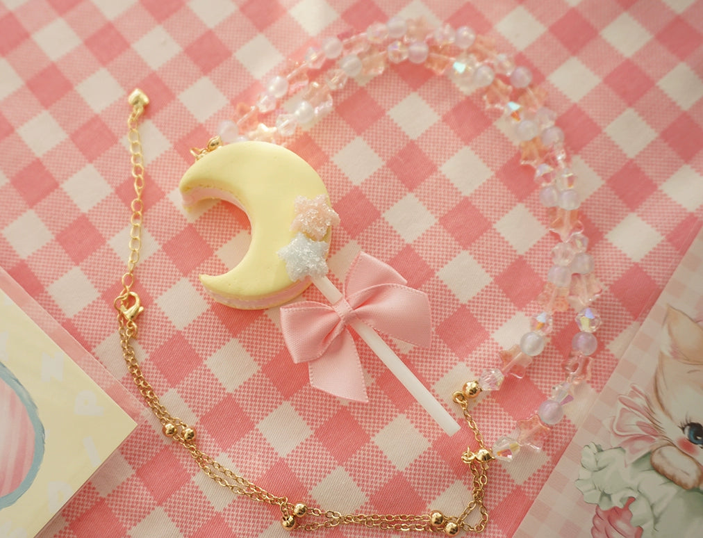 Cat Tea Party - Kwaii Lolita Accessories Moon Lollipop Clay Necklace Ring Necklace