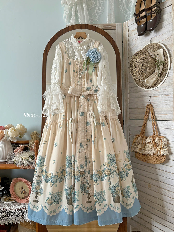 DreamWhale~Floral and Bird Series~Classic Lolita JSK Suit Floral Print Dress 40910:679572