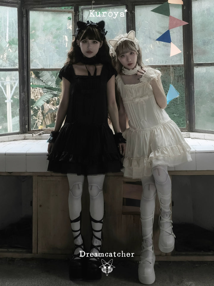 Kuroya~Dreamcatcher~Twin Lolita OP Set Bunny & Kitty Inspired Dress Suit 42987:760888