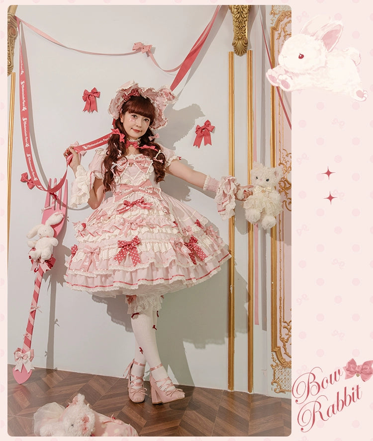 Mademoiselle Pearl~Bow Bunny~IP Collab Sweet Lolita OP Dress Bow JSK OP   
